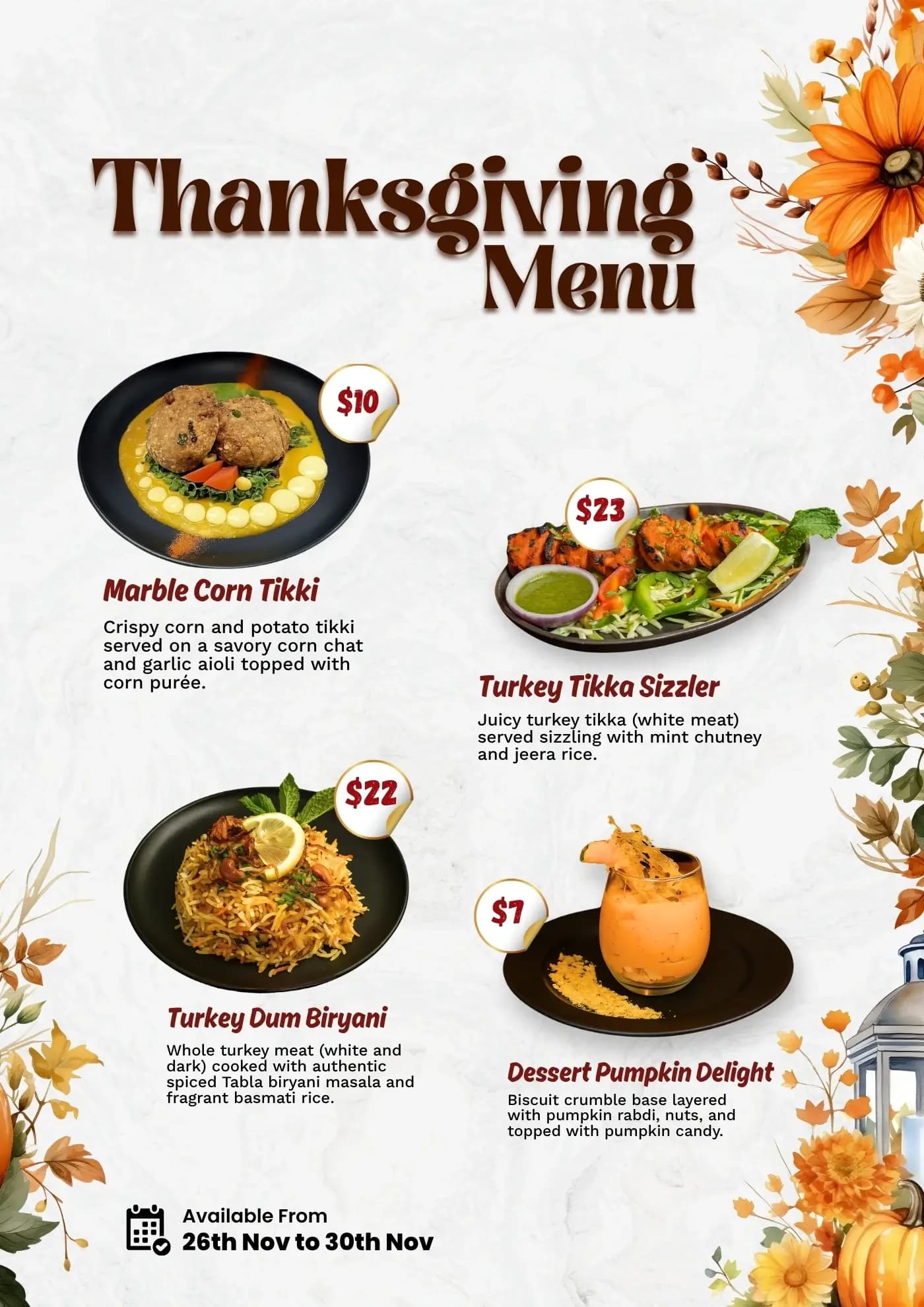 Thanksgiving Menu