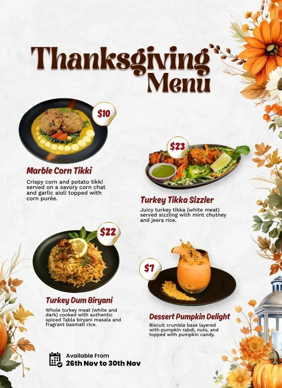 Thanksgiving Menu
